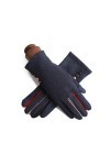 RFEGEF Femme Gants dhiver,Gants À Écran Tactile Bleu Marine Boutons en Peluche en Faux Suède Gants Dames Doux Coupe-Vent Élé