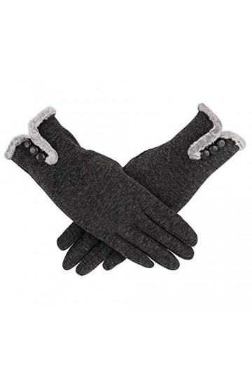RFEGEF Femme Gants dhiver,Gants À Écran Tactile Gris Boutons Élastiques Et Confortables pour Garder Au Chaud Dames Doux Coup
