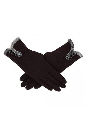 RFEGEF Femme Gants dhiver,Gants À Écran Tactile Marron Boutons Élastiques Et Confortables pour Garder Au Chaud Dames Doux Co