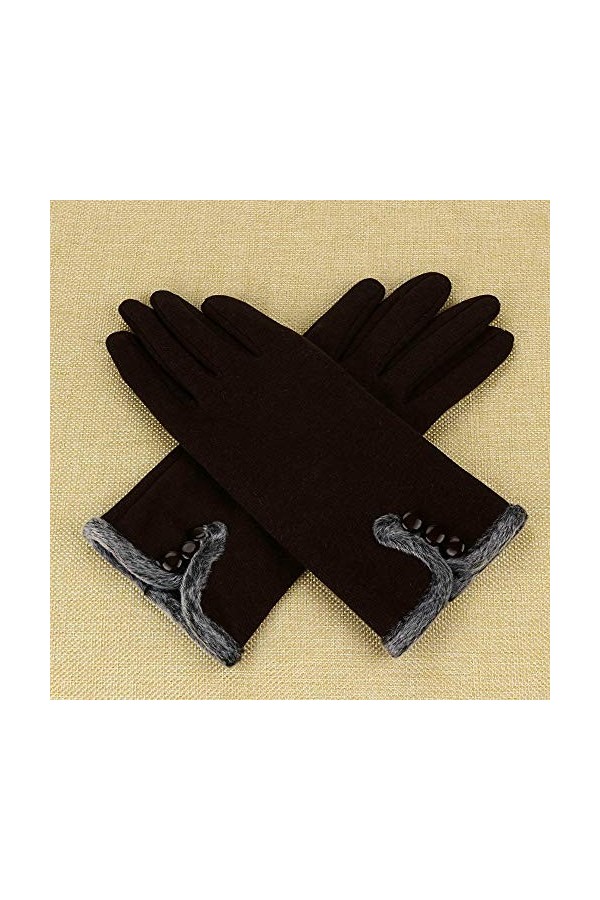 RFEGEF Femme Gants dhiver,Gants À Écran Tactile Marron Boutons Élastiques Et Confortables pour Garder Au Chaud Dames Doux Co