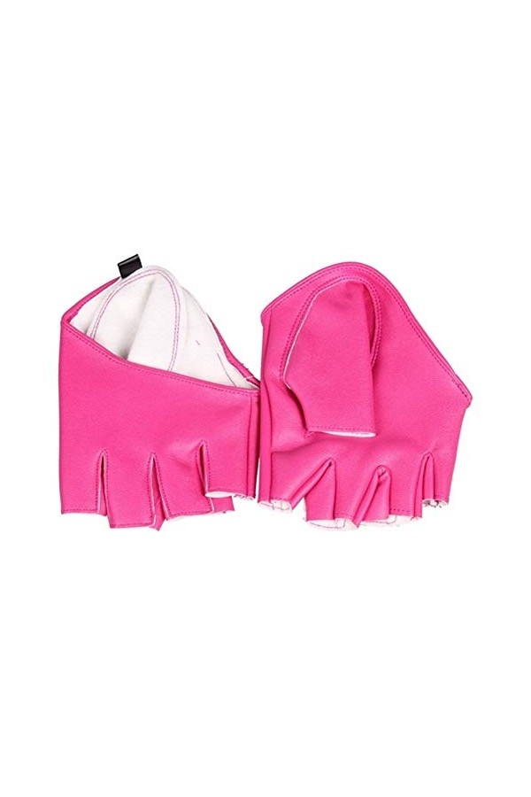 HXSZWJJ Divers Mode Cool Femme Lady Trendy Demi Serré Gants De Doigts De Paume Imitation Cuir Multicolore Color : Pink 