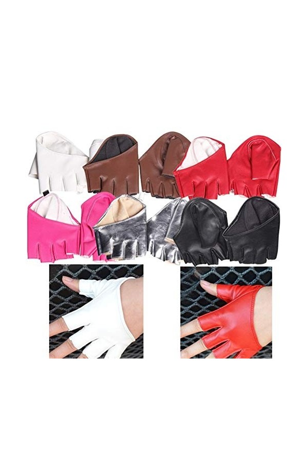 HXSZWJJ Divers Mode Cool Femme Lady Trendy Demi Serré Gants De Doigts De Paume Imitation Cuir Multicolore Color : Pink 