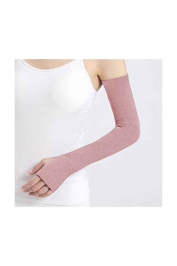 Liyinco Couvre-Bras en Peluche, Gants sans Doigts étendus tricotés pour Femmes dhiver, protège-Bras avec Trous pour Les Doig