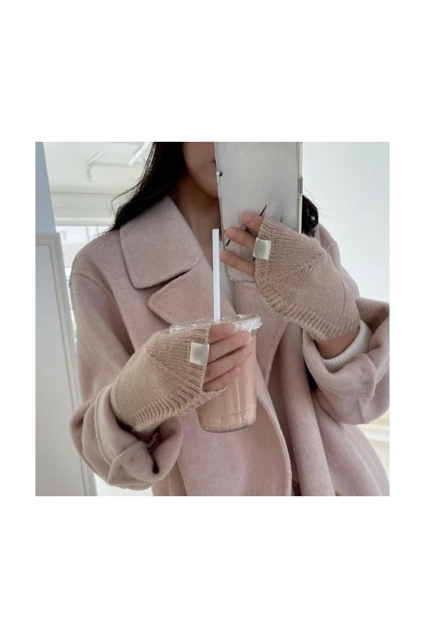 Gants Demi Doigts Pour Femmes Gants Sans Doigts En Tricot En Forme De Coquille Pour Femmes Mitaines Thermiques DHiver Avec T