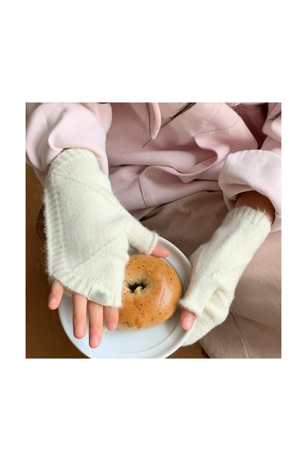 Gants Demi Doigts Pour Femmes Gants Sans Doigts En Tricot En Forme De Coquille Pour Femmes Mitaines Thermiques DHiver Chauff