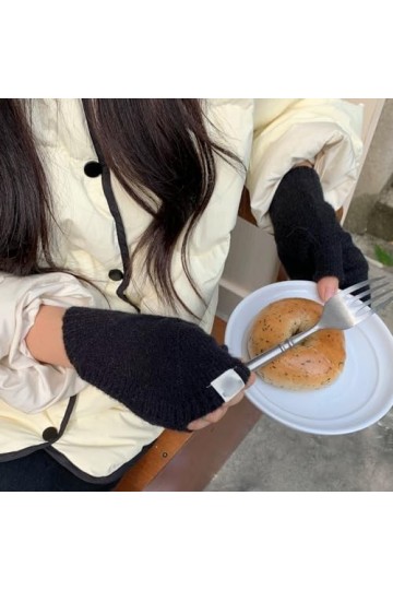 Gants Demi Doigts Pour Femmes Gants Sans Doigts En Tricot En Forme De Coquille Pour Femmes Mitaines Thermiques DHiver Avec T