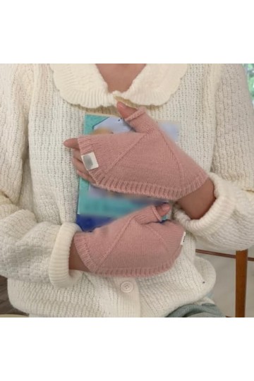 Gants Demi Doigts Pour Femmes Gants Sans Doigts En Tricot En Forme De Coquille Pour Femmes Mitaines Thermiques DHiver Avec T