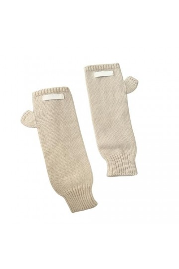 Gants Demi Doigts Pour Femmes Gants Longs Sans Doigts En Tricot Uni Mitaines Thermiques DHiver Trou Pour Le Pouce Chauffe Po