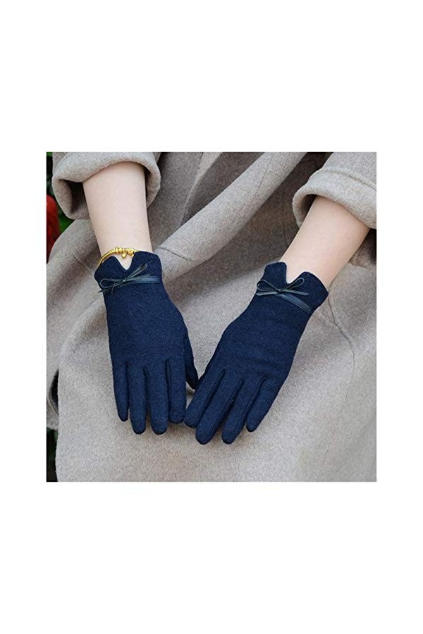 JBIVWW Mode écran élégant Femme Tricot Broderie Touch Gants Hiver Femme Chaude en Cuir Doigt Pleine Gants Bow Color : A29 C 