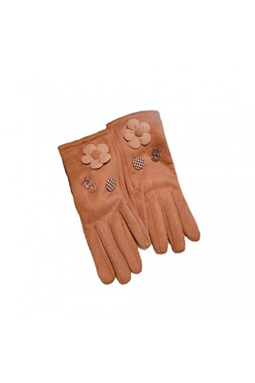 Gants DHiver Fleurs Simple Écran Tactile Gants Femmes Plus Gants En Velours Kaki