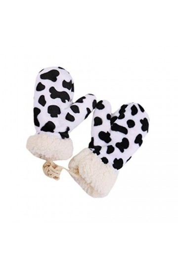 SOIMISS Moufles épaisses à imprimé vache pour lhiver - Chaudes - Moufles en peluche annimales - Gants à suspendre pour le co