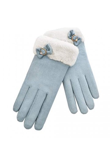 CAILIN Gants Gants for Femmes Gants décran Tactile en Peluche en Daim Doux hivernale Gants et moufles Color : Light Blue 