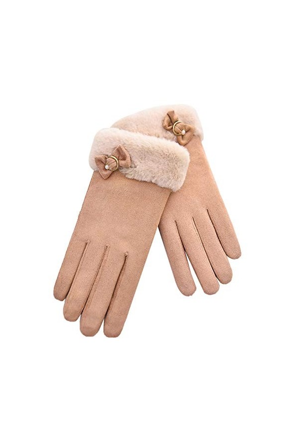 CAILIN Gants Gants for Femmes Gants décran Tactile en Peluche en Daim Doux hivernale Gants et moufles Color : Light Blue 