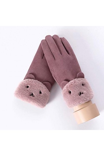 RFEGEF Femme Gants dhiver,Gants À Écran Tactile Violet Moufles Rembourrées en Peluche Gants Dames Doux Coupe-Vent Élégant Mo