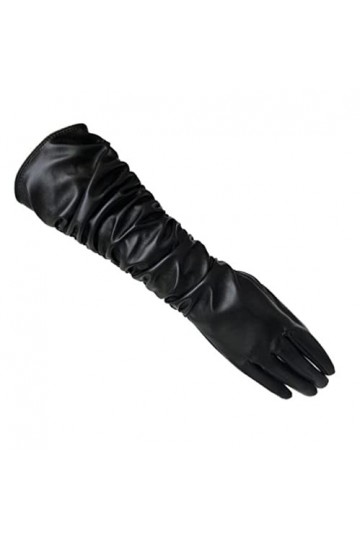 TJOIUY Gants dhiver Sexy léopard écran Tactile Gants Hiver Femmes PU Noir 50 cm de Long Simulation Cuir Mince Plein Doigt Ch