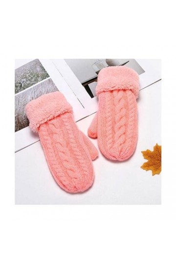 TJOIUY Gants dhiver Mode Femmes Torsion Fleurs Tricot Mitaines Unisexe Double épaissir Plus Velours Plein Doigt Cachemire Ch