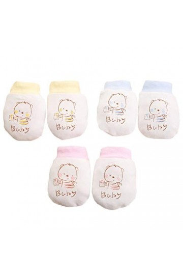 TOYANDONA 6 Pièces Bébé en Coton Pas De à à en Coton Bébé Gant De Bébé en Coton Nouveau-né Rougir Nouveau Née Cordon