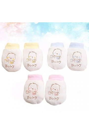 TOYANDONA 6 Pièces Bébé en Coton Pas De à à en Coton Bébé Gant De Bébé en Coton Nouveau-né Rougir Nouveau Née Cordon