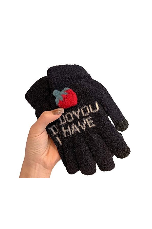 CAILIN Gants Gants à lécran Tactile Gants en Peluche dhiver tricoté de Cinq Doigts for Rester au Chaud et au Froid for Le C