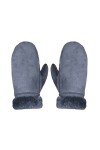 Meliya Gants thermiques dhiver en peau de mouton avec revers rabattable, gris, taille unique