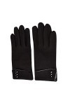 RFEGEF Femme Gants dhiver,Gants À Écran Tactile Élégants Gants À Boutons Noirs Confortables pour Dames Doux Coupe-Vent Éléga