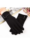 RFEGEF Femme Gants dhiver,Gants À Écran Tactile Élégants Gants À Boutons Noirs Confortables pour Dames Doux Coupe-Vent Éléga