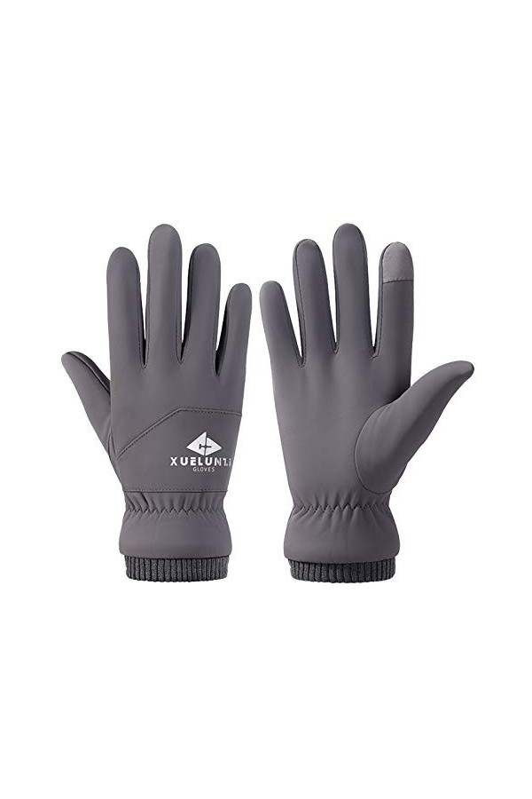 FUFU Moufles Gants Chauds Hiver Gants tactiles Gants Thermiques Coupe-Vent Gants antidérapants pour lextérieur Color : Gray