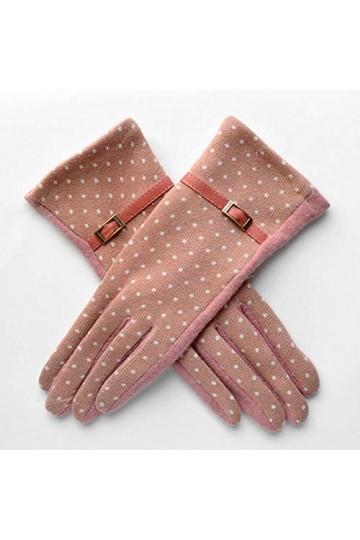 RFEGEF Femme Gants dhiver,Gants À Écran Tactile Gants De Poignet Tricotés À Pois Roses Dames Doux Coupe-Vent Élégant Moufles