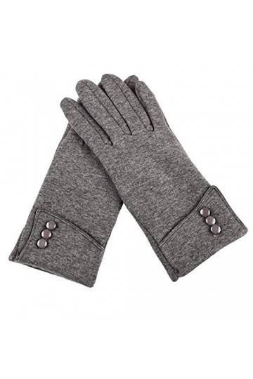 RFEGEF Femme Gants dhiver,Gants À Écran Tactile Élégants Gants À Boutons Gris Confortables pour Dames Doux Coupe-Vent Élégan