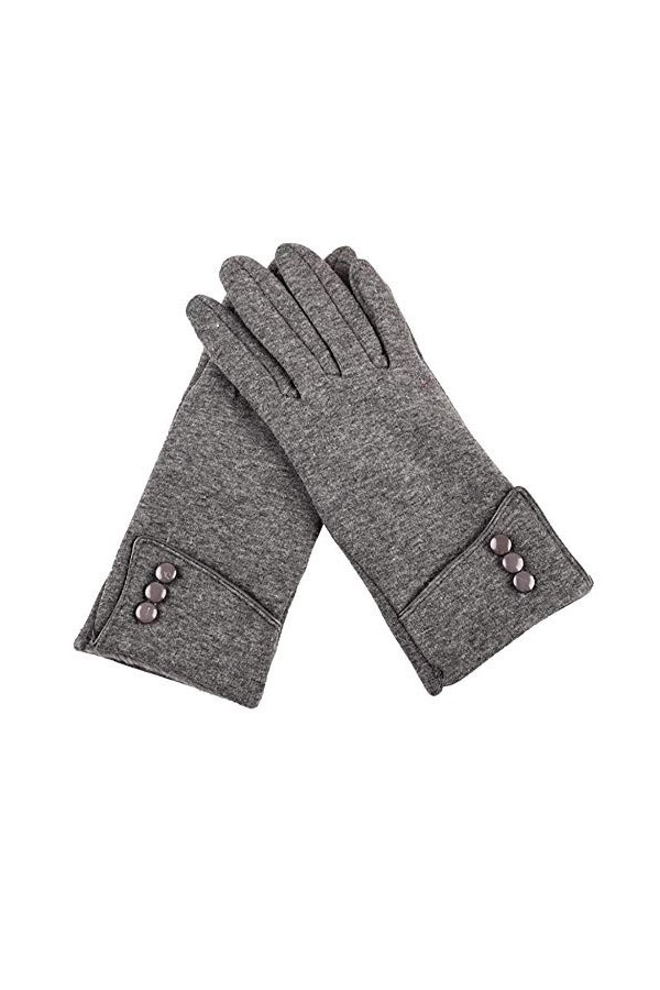 RFEGEF Femme Gants dhiver,Gants À Écran Tactile Élégants Gants À Boutons Gris Confortables pour Dames Doux Coupe-Vent Élégan