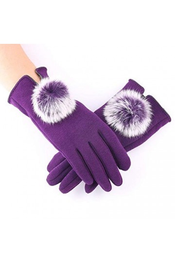 RFEGEF Femme Gants dhiver,Gants À Écran Tactile Violet Plus Velours Gants Anti-Boules De Poils Respirants Dames Doux Coupe-V