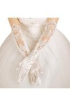 Gants de mariage pour mariée - Blancs - Longs gants creux - Broderie à paillettes - Dentelle florale - Longueur du coude - Mo