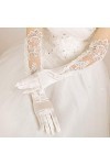 Gants de mariage pour mariée - Blancs - Longs gants creux - Broderie à paillettes - Dentelle florale - Longueur du coude - Mo