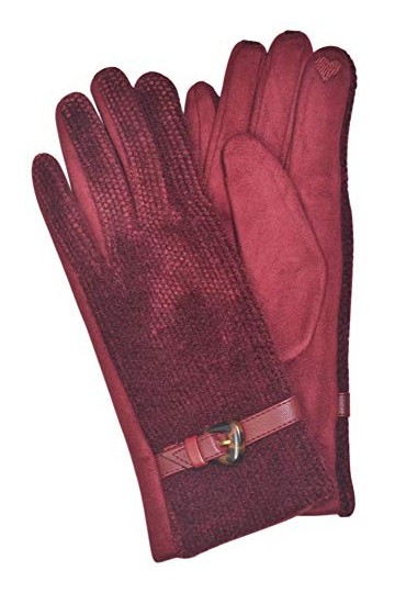 Cham Cham Gants dhiver en fourrure 100% polyester pour femme Bordeaux 24 x 8,5 cm