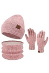 Femme Homme Hiver Chaud Bonnet Echarpe Ensemble Tricot Slouchy Casquettes Infinity Écharpes pour Femmes et Hommes, Rose, Tail