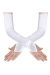 Gants dhiver 48cm Femmes Satin Crochet Doigt Longs Gants sans Doigts Solide Style rétro opéra Robe de soirée Accessoires éti
