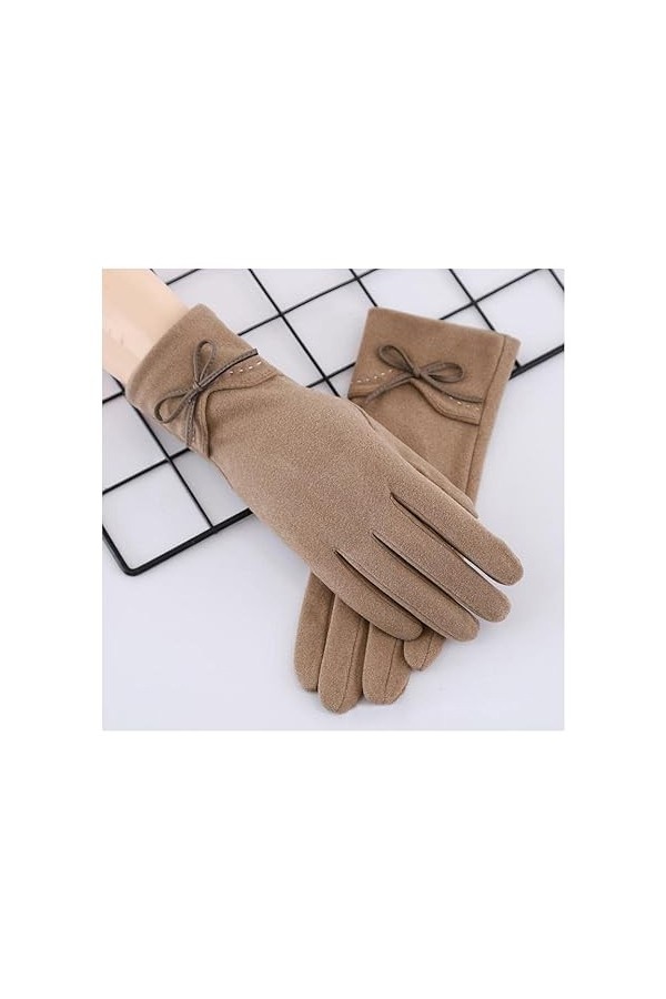 Aolity Gants dhiver Automne Hiver Femmes Section Mince Garder au Chaud écran Tactile monocouche Coupe-Vent Cyclisme nœud Pap