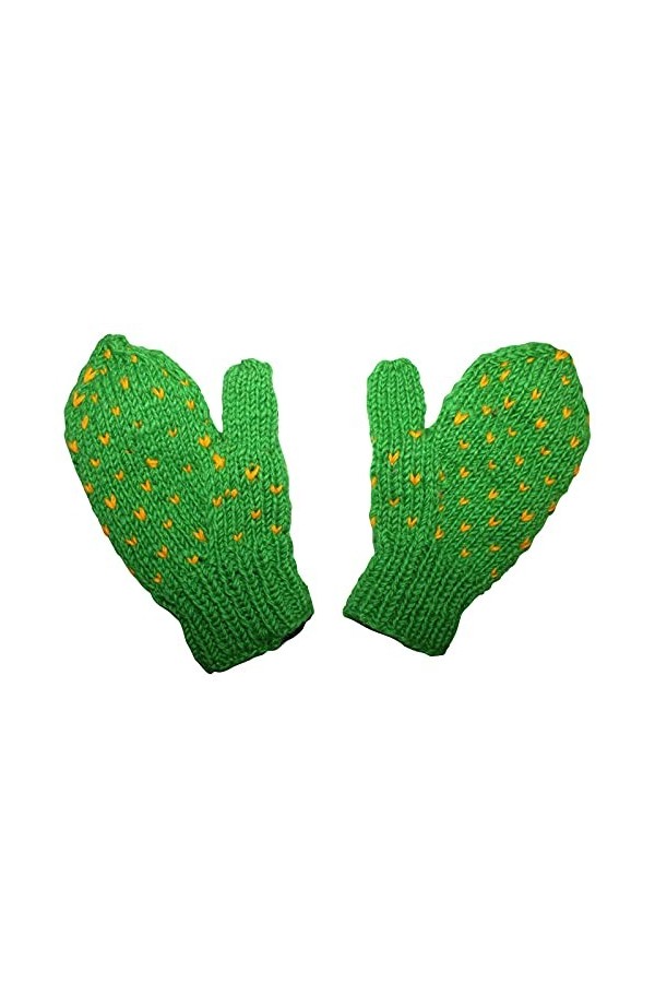 Freak Scene Moufles en laine - Gants tricotés - vert avec motif - Moufles avec polaire