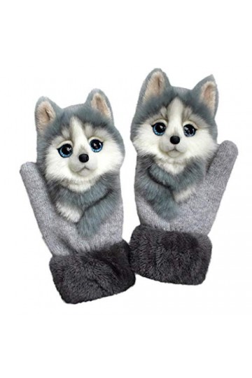 Gants dhiver en tricot doux 3D pour homme et femme - Motif animal - Cadeau de Noël - Multicolore - Taille Unique