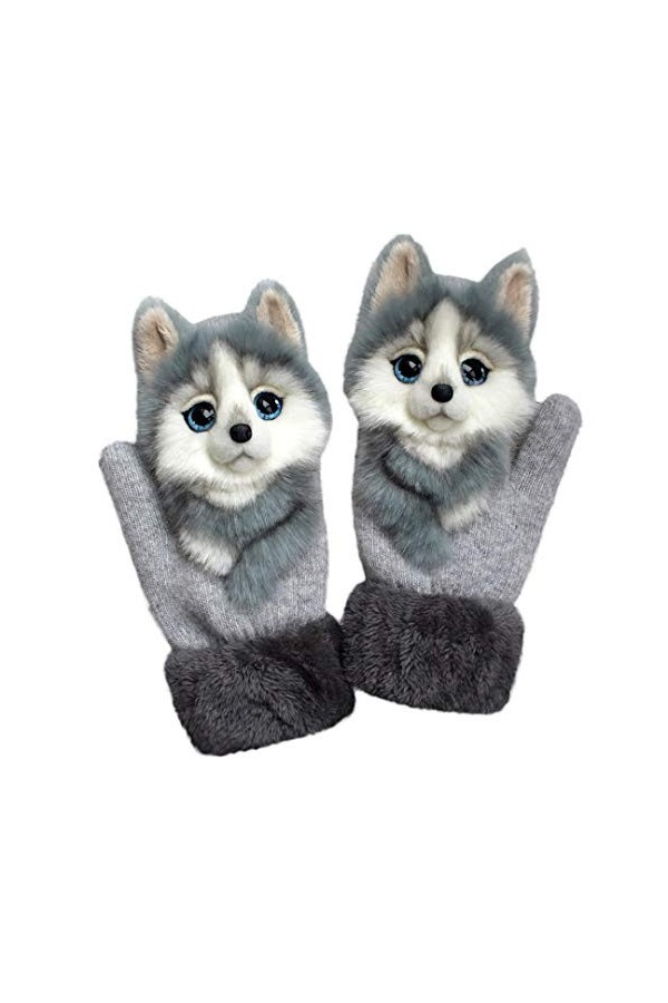 Gants dhiver en tricot doux 3D pour homme et femme - Motif animal - Cadeau de Noël - Multicolore - Taille Unique