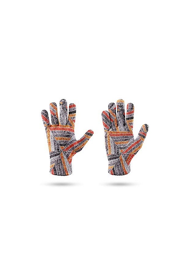RFEGEF Femme Gants dhiver,Gants À Écran Tactile Imprimé en 3D Motif De Géométrie Colorée Gants Tricotés Dames Doux Coupe-Ven