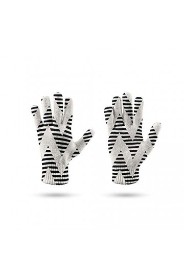 RFEGEF Femme Gants dhiver,Gants À Écran Tactile Imprimé en 3D Motif De Vagues Blanches Gants Tricotés pour Dames Doux Coupe-