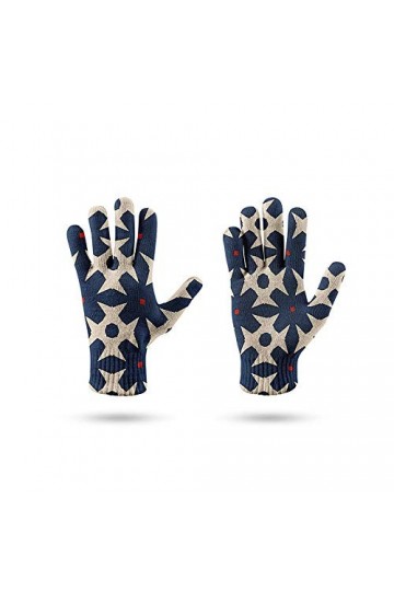 RFEGEF Femme Gants dhiver,Gants À Écran Tactile Motif De Géométrie Marine Imprimé en 3D Gants Tricotés Dames Doux Coupe-Vent