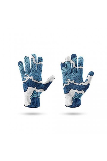 RFEGEF Femme Gants dhiver,Gants À Écran Tactile Motif De Feuilles De Vagues Imprimées en 3D Gants Tricotés Dames Doux Coupe-