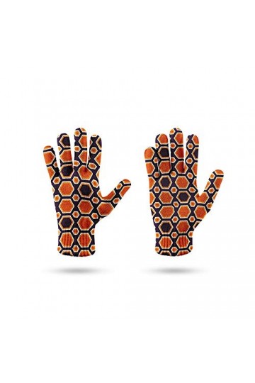 RFEGEF Femme Gants dhiver,Gants À Écran Tactile Imprimé en 3D Motif De Géométrie Orange Gants Tricotés Dames Doux Coupe-Vent