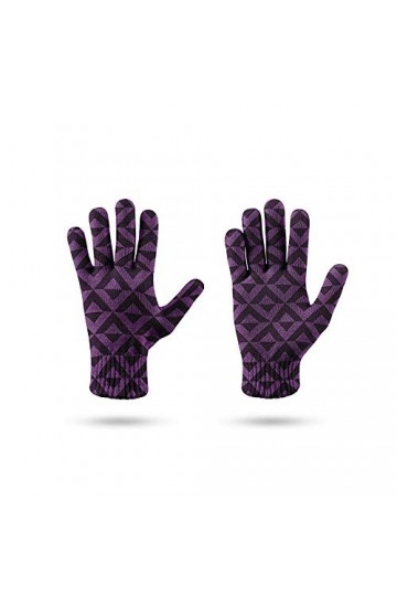RFEGEF Femme Gants dhiver,Gants À Écran Tactile Imprimé en 3D Pourpre Motif De Géométrie De Mode Gants Tricotés Dames Doux C
