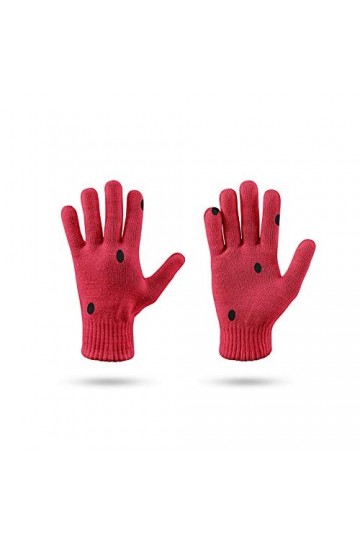 Femme Gants dhiver,Gants À Écran Tactile Motif De Points Rouges Imprimés en 3D Gants Tricotés pour Dames Doux Coupe-Vent Élé