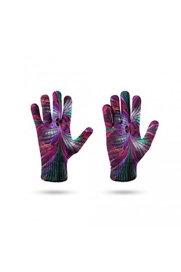 RFEGEF Femme Gants dhiver,Gants À Écran Tactile Motif De Feuilles Violettes Imprimées en 3D Gants Tricotés pour Dames Doux C