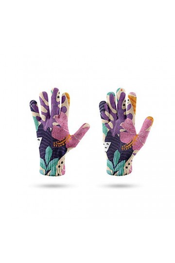 RFEGEF Femme Gants dhiver,Gants À Écran Tactile Couleur Imprimée en 3D Motif De Feuille De Fleur Gants Tricotés Dames Doux C