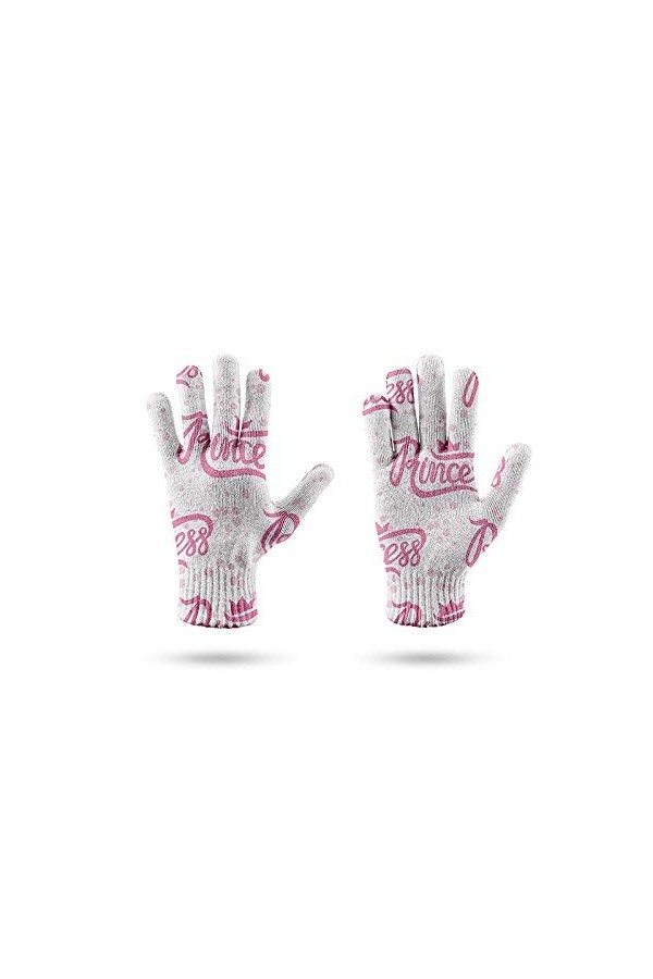 RFEGEF Femme Gants dhiver,Gants À Écran Tactile Motif De Lettre De Tendance De Mode Imprimé en 3D Gants Tricotés Dames Doux 